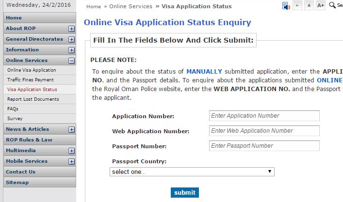 check status of a visa application