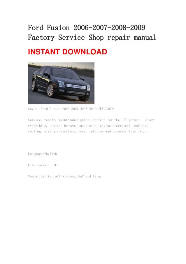 2007 ford fusion owners manual