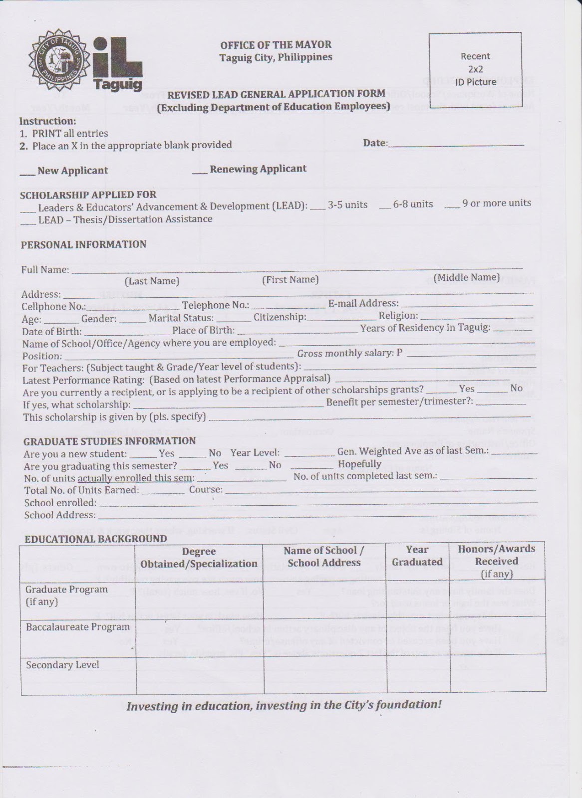 bp application form