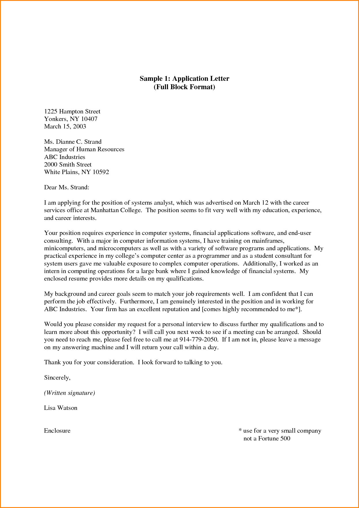 admission application letter for college