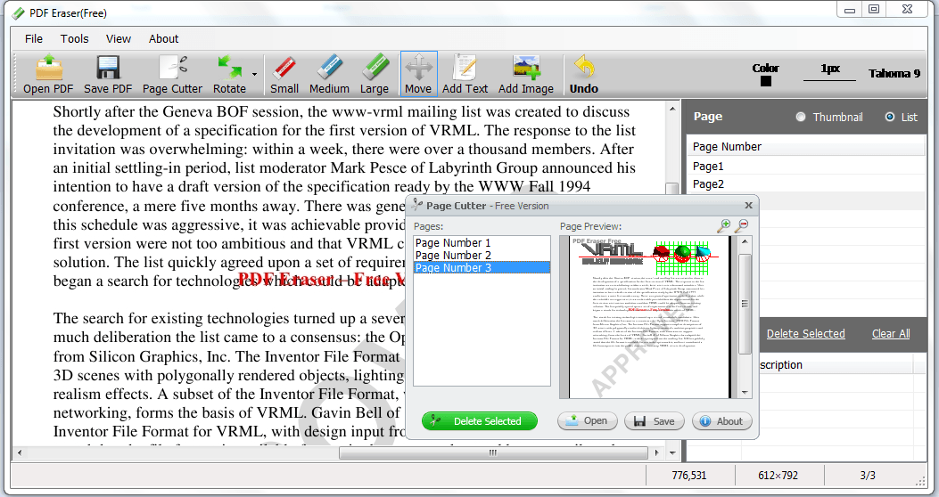 delete text from pdf