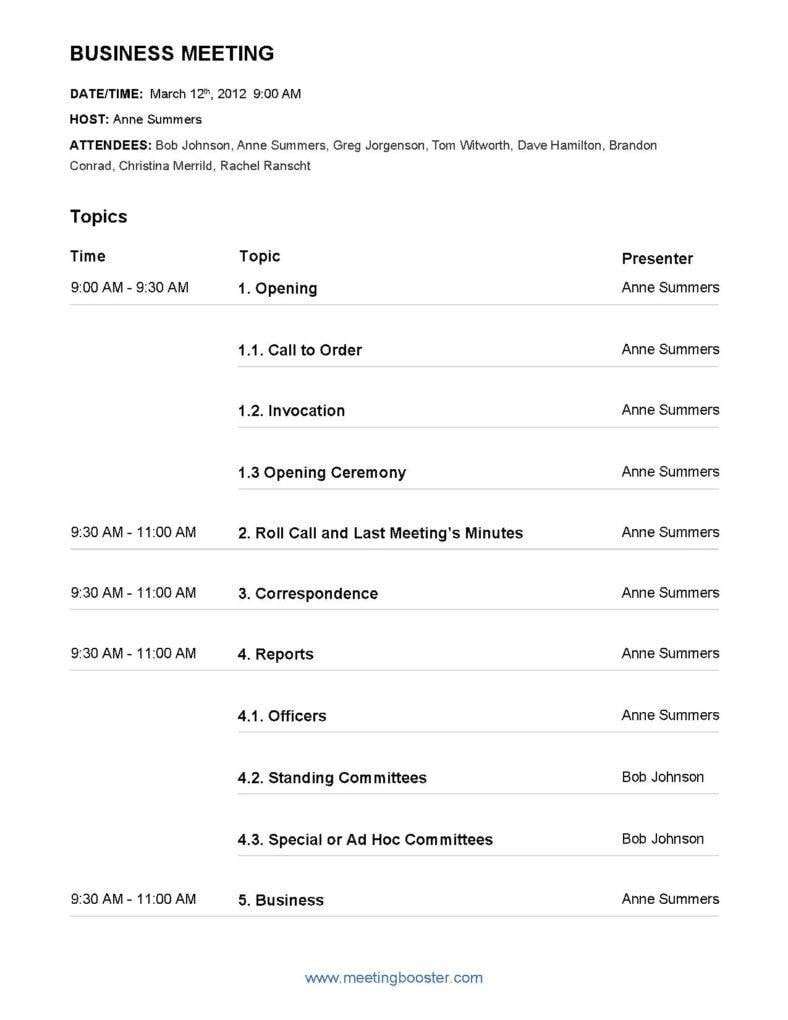 corporate meeting minutes template pdf